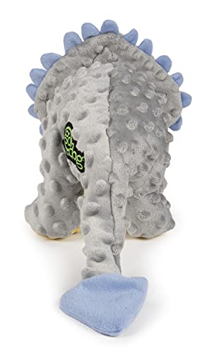 Dinos Triceratops With Chew Guard Technology Tough Plush Dog Toy, Grey, Large