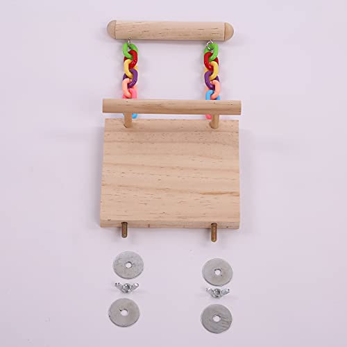 Bird Perches Cage Toys, Bird Wooden Play Gyms Stands with Acrylic Wood Swing