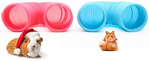 Hamster Fun Tunnels, Pet Rat Plastic Tube Toys & Small Animal Collapsible Exercising Training