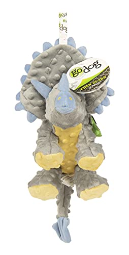 Dinos Triceratops With Chew Guard Technology Tough Plush Dog Toy, Grey, Large