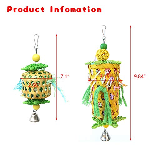 Bird Parrot Shredder Toys Handmade Bamboo Parrot Conures Chewing Toy with Rattan Five-Pointed Stars