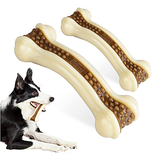 Dog Chew Toys for Aggressive Chewers Large Breed,2 Pack Beef Flavor Indestructible Dog Teething Chew Toys