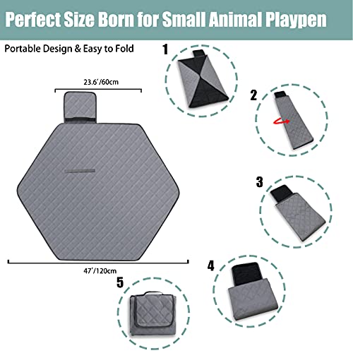 Hexagon Washable Liner for Small Animal Playpen, Portable Reusable Guinea Pig Playpen Pad Hamster Cage