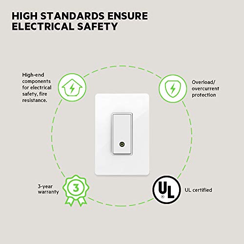 Wemo F7C030fc Light Switch, WiFi enabled, Works with Alexa and the Google Assistant