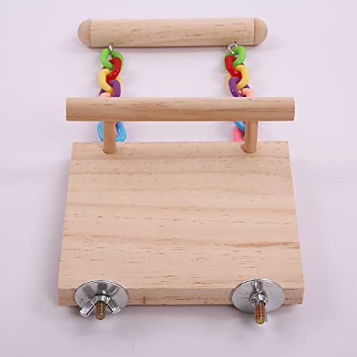 Bird Perches Cage Toys, Bird Wooden Play Gyms Stands with Acrylic Wood Swing