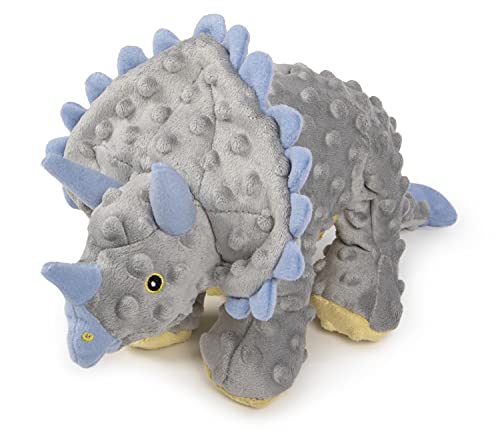 Dinos Triceratops With Chew Guard Technology Tough Plush Dog Toy, Grey, Large