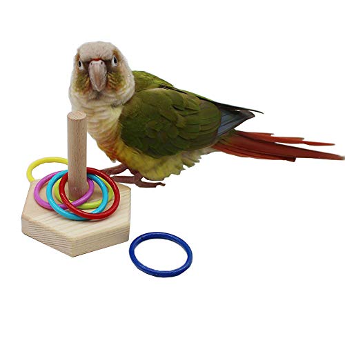 Bird Toys, Bird Trick Tabletop Toys, Training Basketball Stacking Color Ring Toys Sets