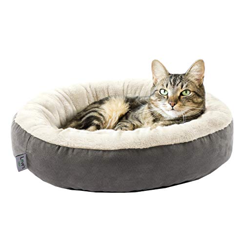 Round Donut Cat and Dog Cushion Bed, 20in Pet Bed for Cats or Small Dogs, Anti-Slip & Water-Resistant Bottom