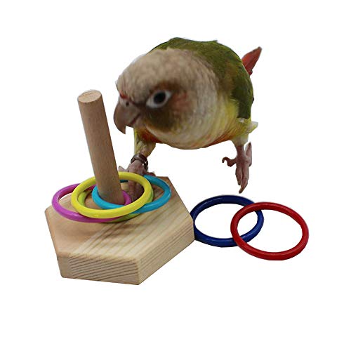 Bird Toys, Bird Trick Tabletop Toys, Training Basketball Stacking Color Ring Toys Sets