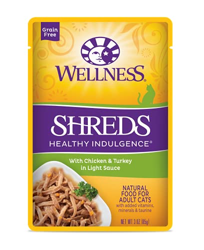 Wellness Healthy Indulgence Shreds with Chicken & Turkey in Light Sauce, 3 ounce, pack of 24
