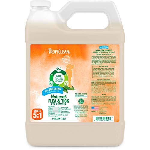 TropiClean Natural Flea & Tick Soothing Shampoo for Dogs, 1 gal - Made in USA