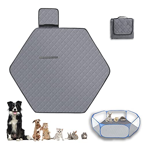 Hexagon Washable Liner for Small Animal Playpen, Portable Reusable Guinea Pig Playpen Pad Hamster Cage