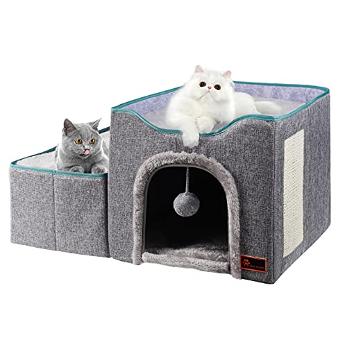 Cat Cube Foldable Cat House with Detachable Storage Box for Indoor, Dog Stairs Multifunctional Cat Bed