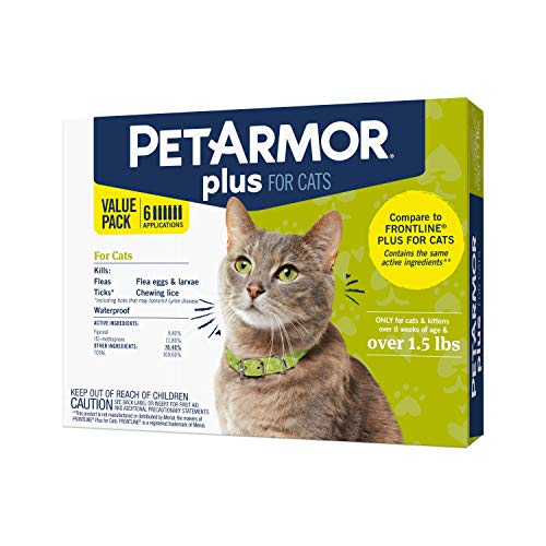 Flea & Tick Prevention for Cats (Over 1.5 lb), Includes 6 Month Supply of Topical Flea Treatments, white, 6 count
