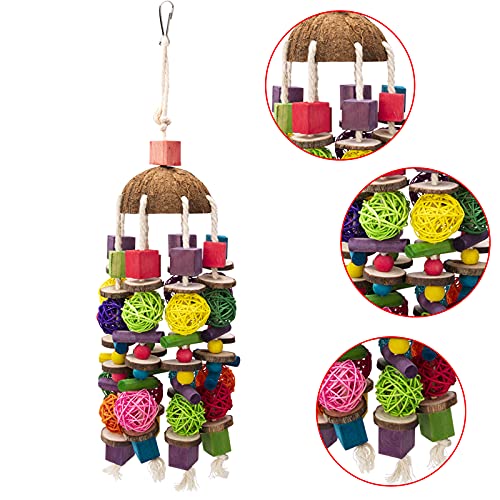 Bird Parrot Toys, Multicolored Wooden Blocks Bird Chewing Toy Parrot Cage Bite Toy