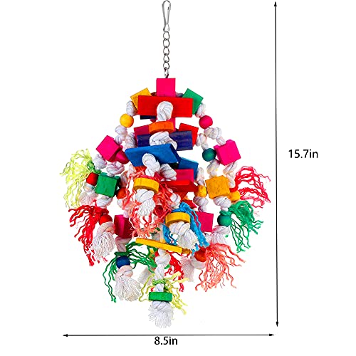 Bird Toys Parrot Toy Large Parrot Chewing Bite Toys Multicolored Wooden Blocks