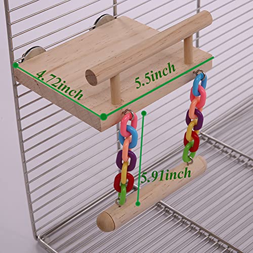 Bird Perches Cage Toys, Bird Wooden Play Gyms Stands with Acrylic Wood Swing