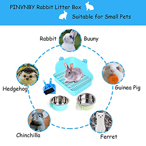 Rabbit Litter Box for Cage Bunny Corner Litter Bedding Box Small Animal Litter Pan Hanging Pet Bowls