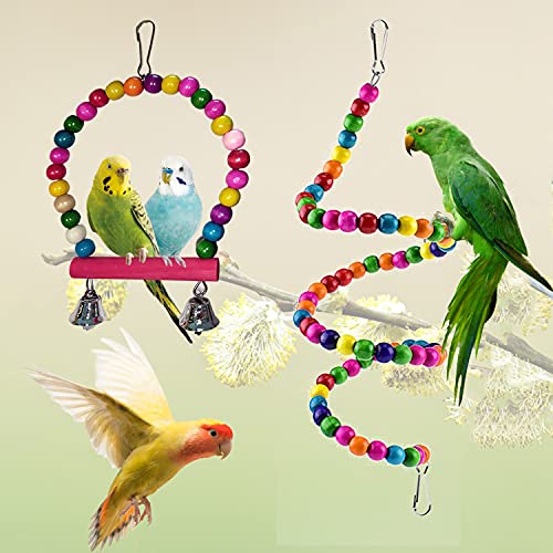 Natural Coconut Hideaway with Ladder Small Bird Parrot Swing Chewing Toys Bird Toys for Parakeets