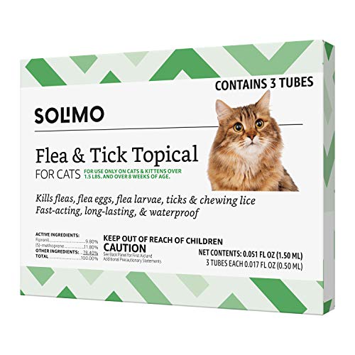 Solimo Flea and Tick Topical Treatment for Cats (over 1.5 pounds), 3 Doses