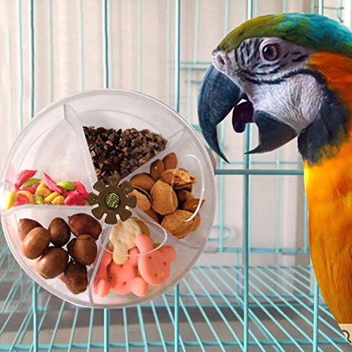 Bird Creative Foraging System Wheel Seed Food Ball Rotate Training Toy for Small and Medium Parrots Parakeet Cockatiel Conure (Transparent)