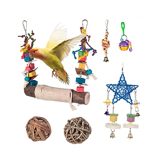 Bird Parrot Swing Toy,Swing Chewing Toys Set Swing Climbing Sepak Takraw Bell