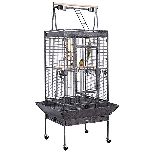 Wrought Iron Rolling Large Parrot Bird Cage for African Grey Small Quaker