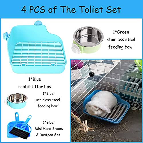 Rabbit Litter Box for Cage Bunny Corner Litter Bedding Box Small Animal Litter Pan Hanging Pet Bowls