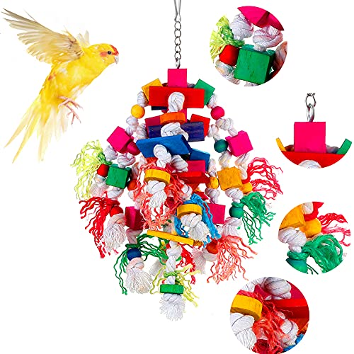 Bird Toys Parrot Toy Large Parrot Chewing Bite Toys Multicolored Wooden Blocks