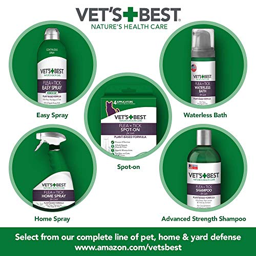 Vet's Best Flea + Tick Spot-On for Cats| Cat Flea and Tick Treatment and Prevention| Made with Certified Natural Oils |4 Applications