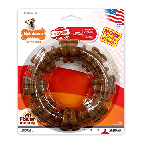 Nylabone Power Chew Textured Dog Chew Ring Toy Flavor Medley Flavor X-Large/Souper - 50+ lbs.