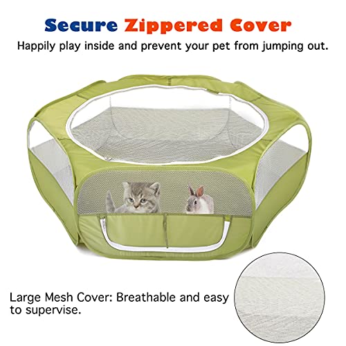 Small Animals Playpen, Breathable Pet Cage Tent with Double-Opening Zipper, Portable Outdoor Exercise