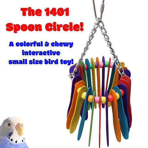 Spoon Circle Bonka Bird Toys, Cockatiel Budgie Finch Lovebird Quaker Parakeet