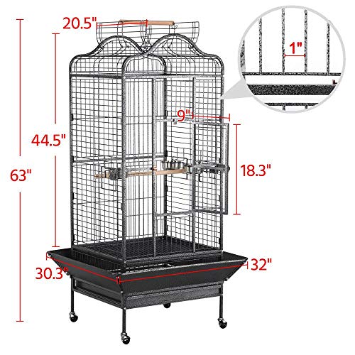 Topeakmart Extra Large Parrot Bird Cage Mini Macaw Cockatoo Cockatiels African Grey Bird Cage with Open Play Top