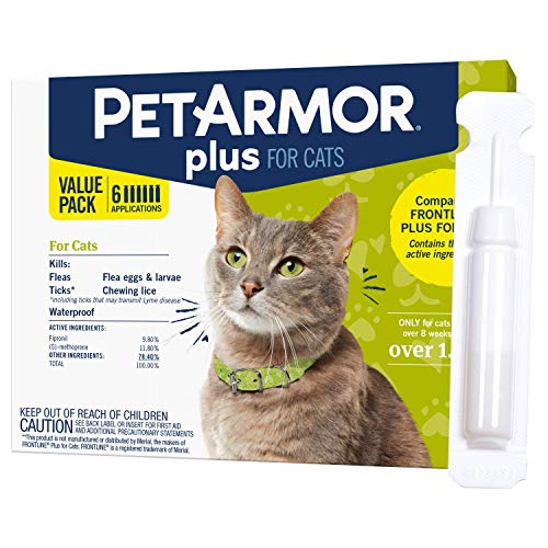 Flea & Tick Prevention for Cats (Over 1.5 lb), Includes 6 Month Supply of Topical Flea Treatments, white, 6 count