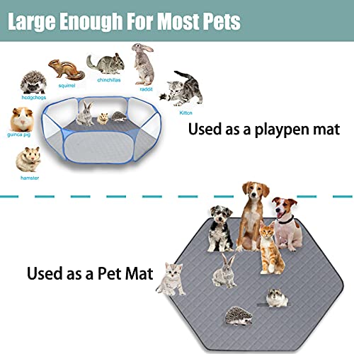 Hexagon Washable Liner for Small Animal Playpen, Portable Reusable Guinea Pig Playpen Pad Hamster Cage