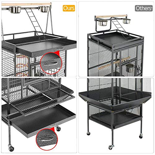 Wrought Iron Rolling Large Parrot Bird Cage for African Grey Small Quaker