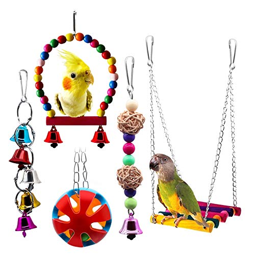 Bird Swing Toys with Bells Pet Parrot Cage Hammock Hanging Toy Perch for Budgie Love Birds