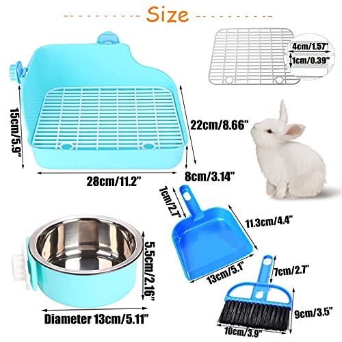 Rabbit Litter Box for Cage Bunny Corner Litter Bedding Box Small Animal Litter Pan Hanging Pet Bowls