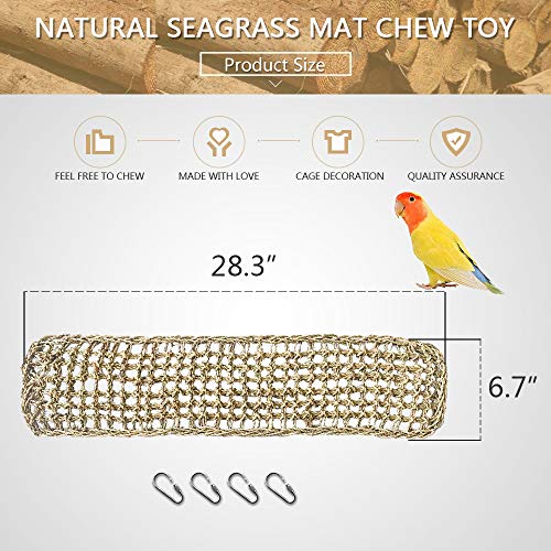 Bird Seagrass Mat,Natural Grass Woven Net Hammock Hanging on Parrot Cage