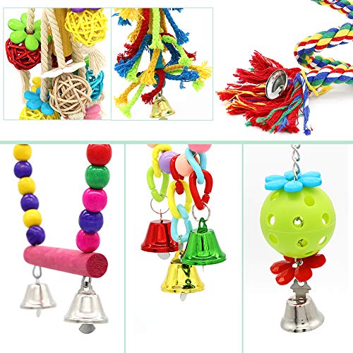 Small Bird Swing Toys Parrots Chewing Natural Wood and Rope Bungee Bird Toy