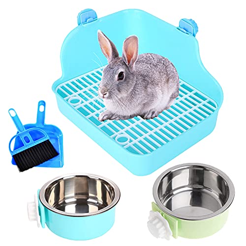 Rabbit Litter Box for Cage Bunny Corner Litter Bedding Box Small Animal Litter Pan Hanging Pet Bowls