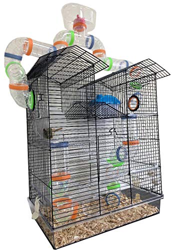 Lookout Tower with Long Crossover Tube Habitat Hamster Rodent Gerbils Mouse Mice Small Animal Cage