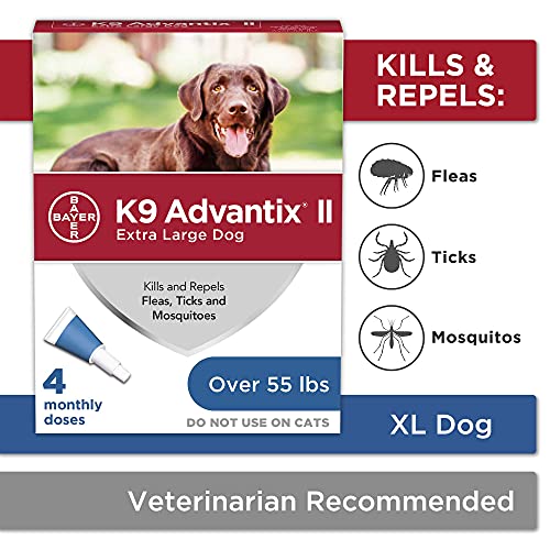 K9 Advantix II Flea and Tick Prevention for Extra-Large Dogs 1-Pack 4 Monthly Doses, Over 55 Pounds