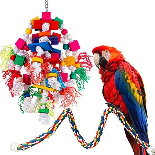 Bird Toys Parrot Toy Large Parrot Chewing Bite Toys Multicolored Wooden Blocks