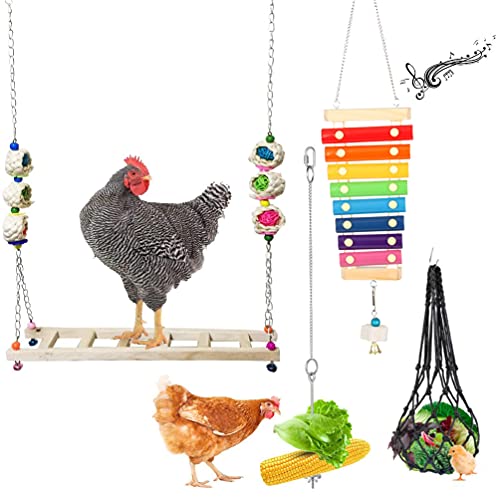 Chicken Toys Chicken Swing and Chicken Bird Xylophone Toy for Poultry Run Rooster Hens Chicks