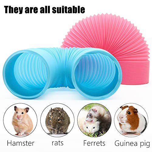 Hamster Fun Tunnels, Pet Rat Plastic Tube Toys & Small Animal Collapsible Exercising Training