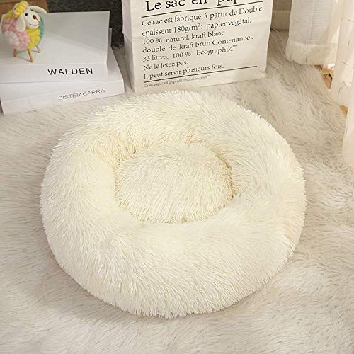 Washable Donut Cat and Dog Bed,Soft Plush Pet Cushion,Waterproof Bottom