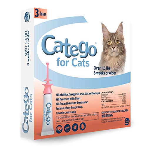 Catego Fast-Acting Flea and Tick Treatment For Cats/Kittens (Over 1.5 lbs) Kills