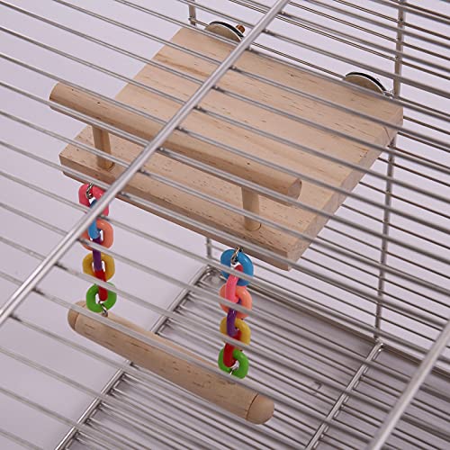 Bird Perches Cage Toys, Bird Wooden Play Gyms Stands with Acrylic Wood Swing